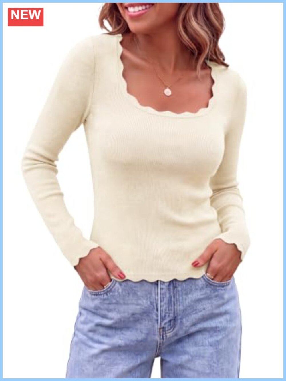 Womens Ribbed Knit Long Sleeve Fitted Sweater Pullover